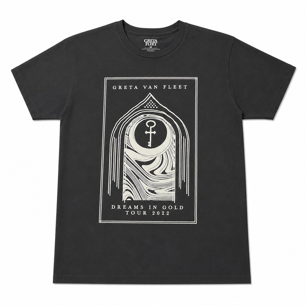 Greta Van Fleet Dreams In Gold Tour 2022 Graphic T-Shirt Black Mens Size Medium